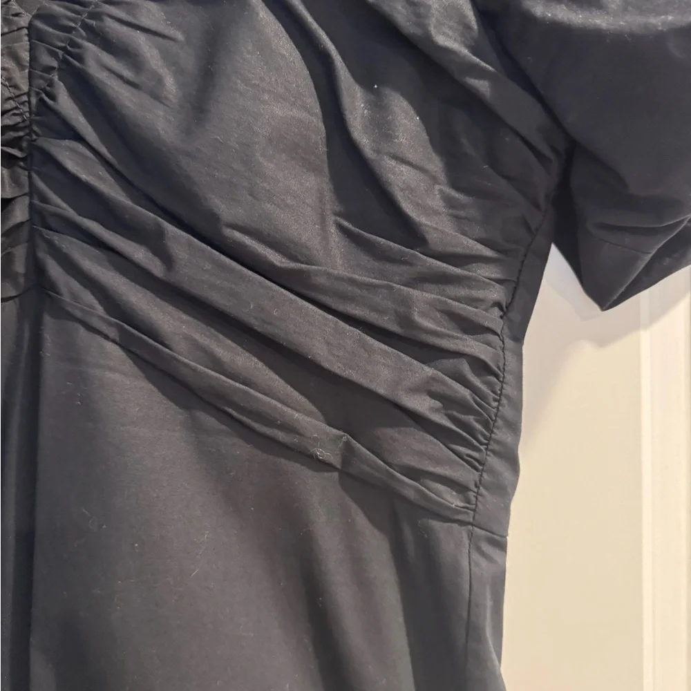 Club Monaco Midi Black Poplin Puff Sleeve Dress - Picture 8 of 8